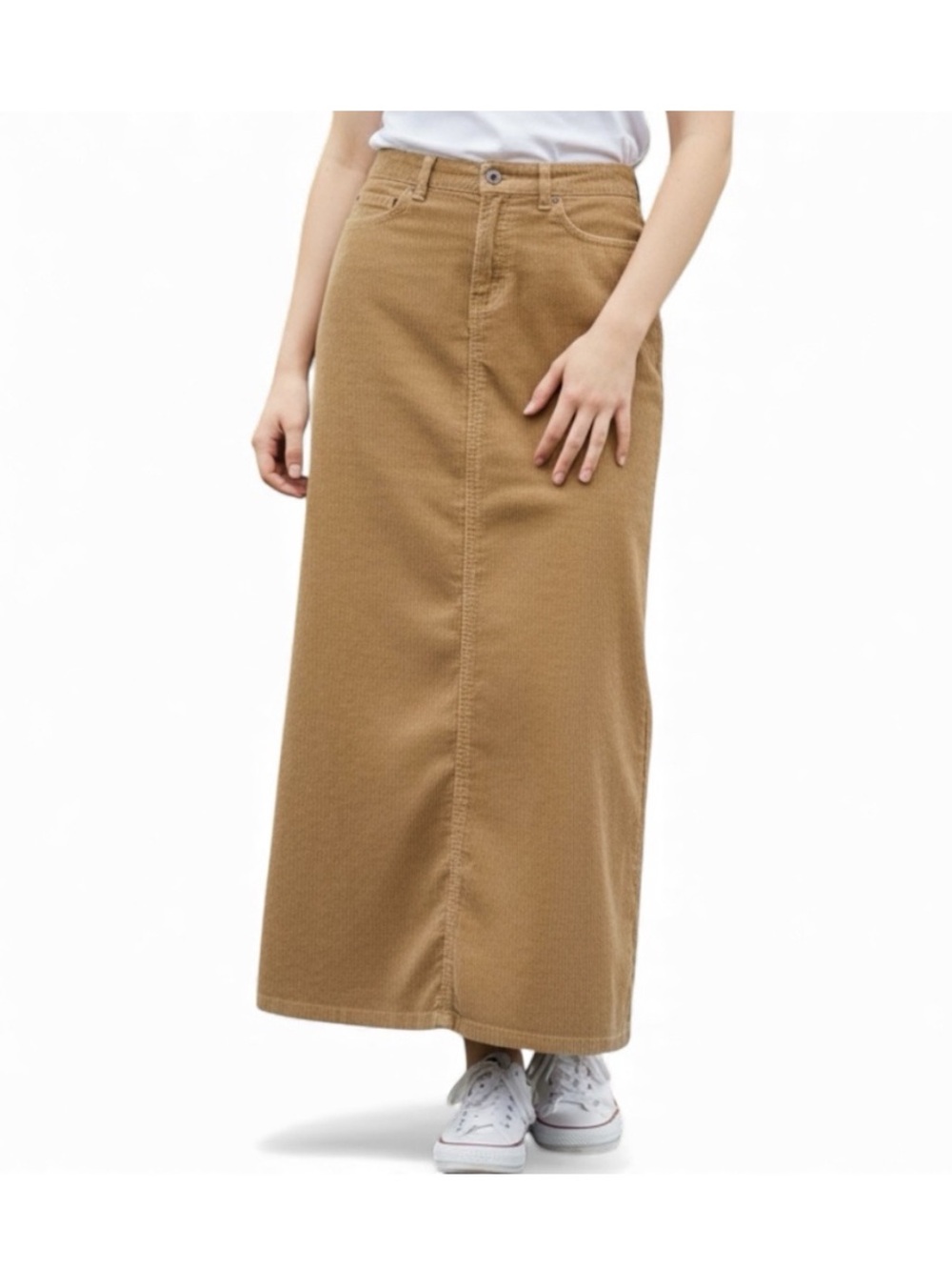 Eddie Bauer Tan Corduroy Long Modest Maxi Skirt Women’s 18 Tall Pockets Stretch